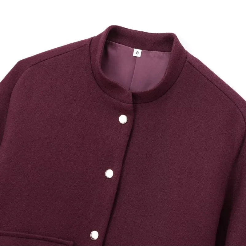 TRAF Patch Bag Bomber Jacket Women Autumn Fashion Two Options Pocket Button Decoration Outdoors Short Coat Casual Female Jackets
