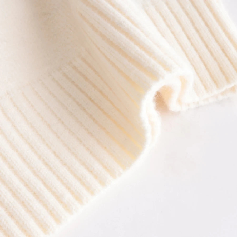 Enjoy Fashion Cartoon Bag Bear Solid Color Knitted Pullover Autumn and Winter Round Neck Long Sleeve Knit Sweater