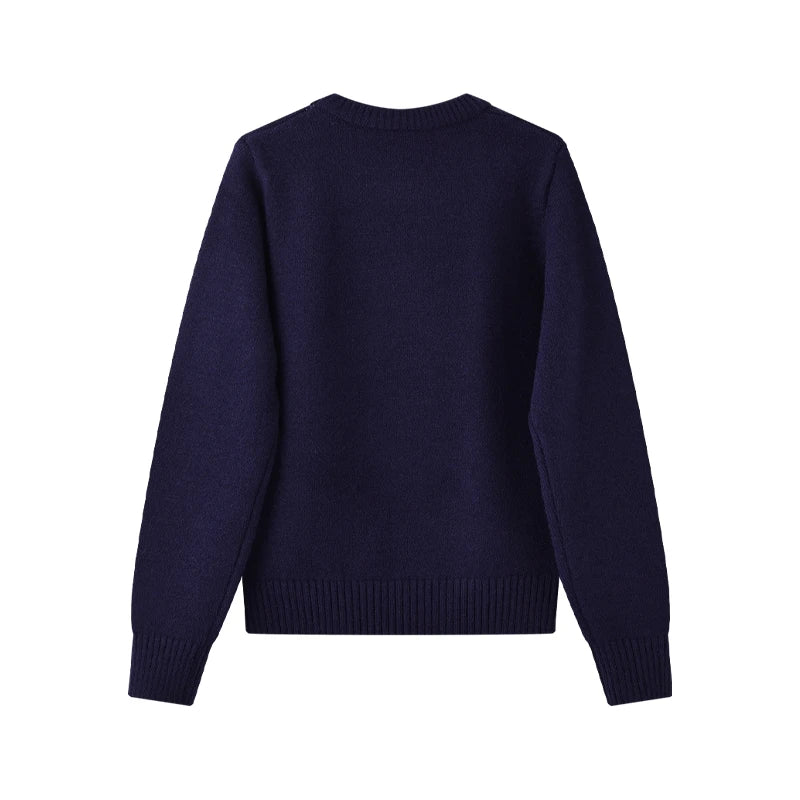 Enjoy Fashion Cartoon Bag Bear Solid Color Knitted Pullover Autumn and Winter Round Neck Long Sleeve Knit Sweater