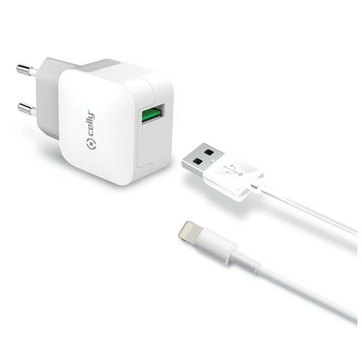 Wall Charger Celly TCUSBLIGHT White-0