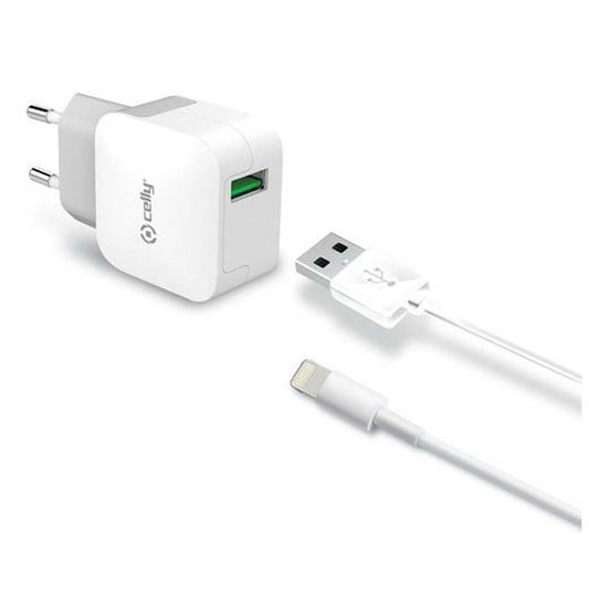 Wall Charger Celly TCUSBLIGHT White-0