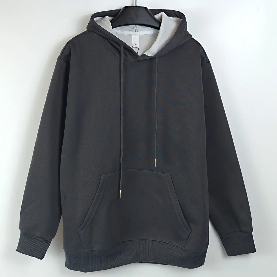 470G-570G HeavyWeight Cotton New Autumn Casual Men's Top Solid Color Loose Pullover Hoodies Sweatshirt Long-Sleeve Men Clothing
