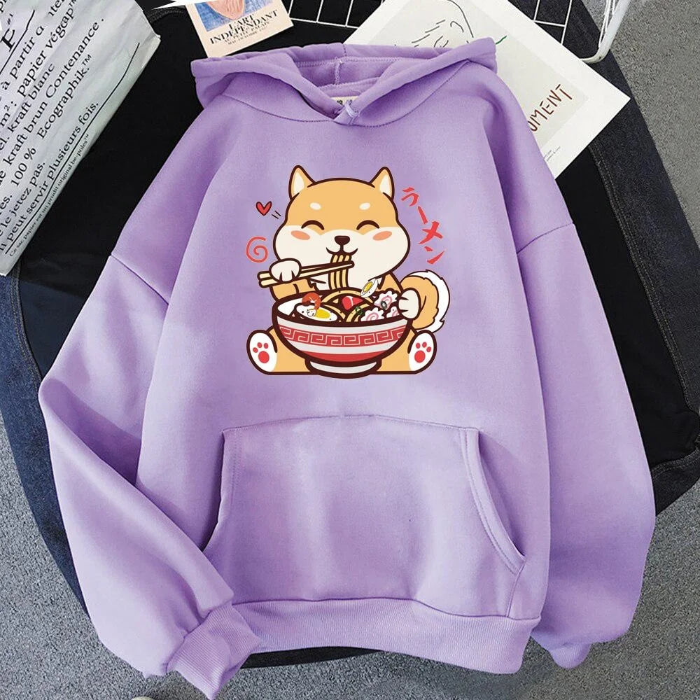 New Cute Shiba Inu Ramen Printed Pullover Fashion Women Men Hoodies Long Sleeve Casual Hooded Sweatshirt