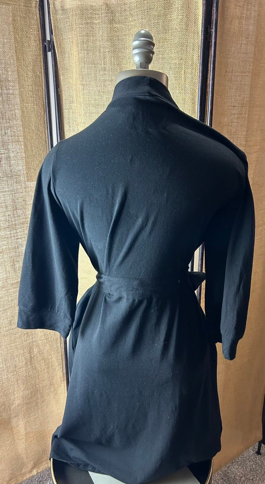 Cotton Black Knit Kimono Robe-0