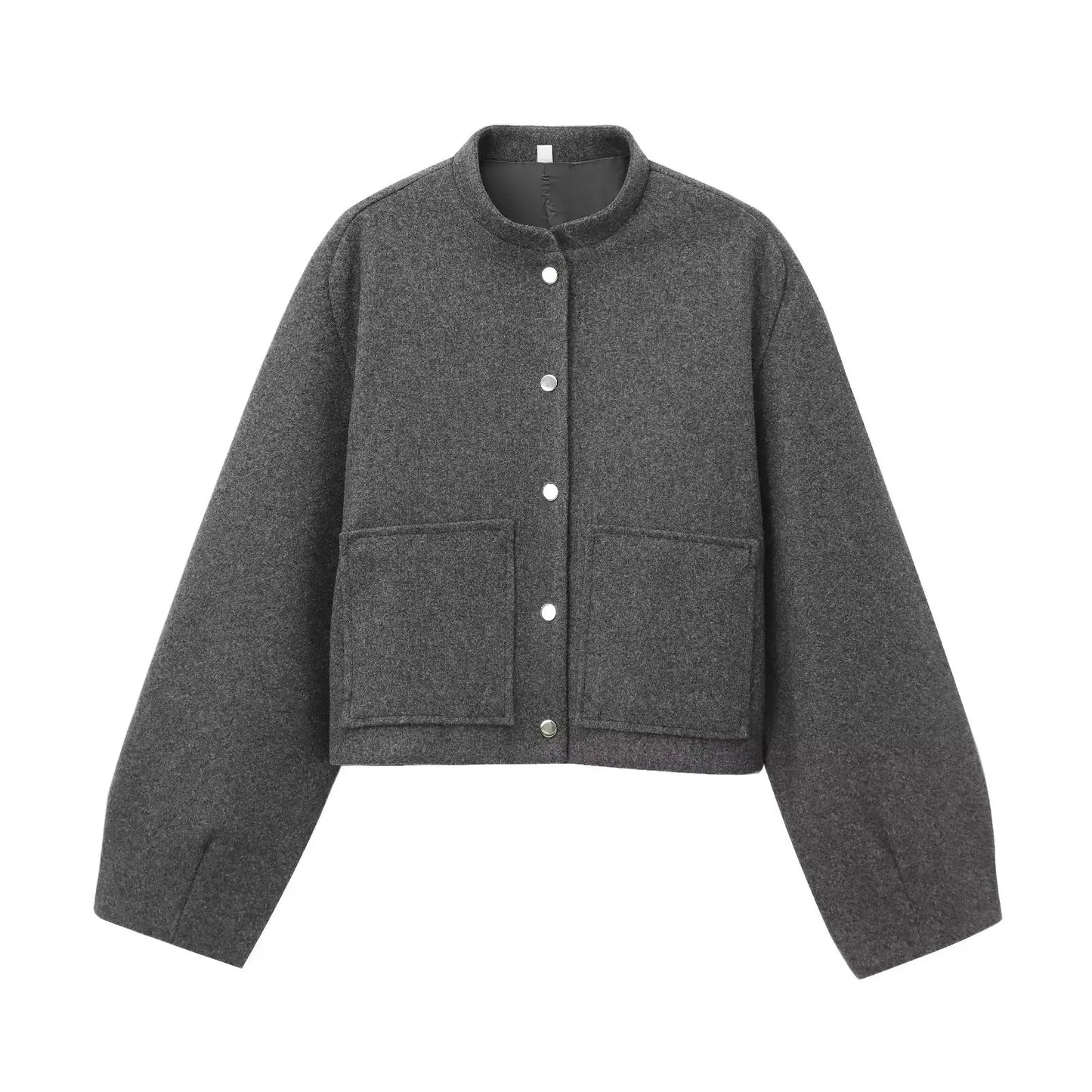 TRAF Patch Bag Bomber Jacket Women Autumn Fashion Two Options Pocket Button Decoration Outdoors Short Coat Casual Female Jackets