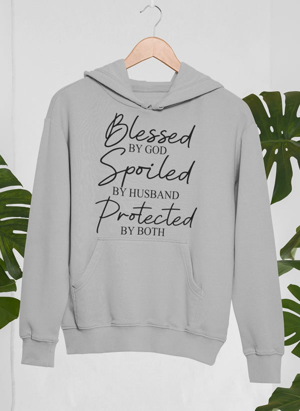 Blessed By God Spoiled By Husband Protected By Both Hoodie-1