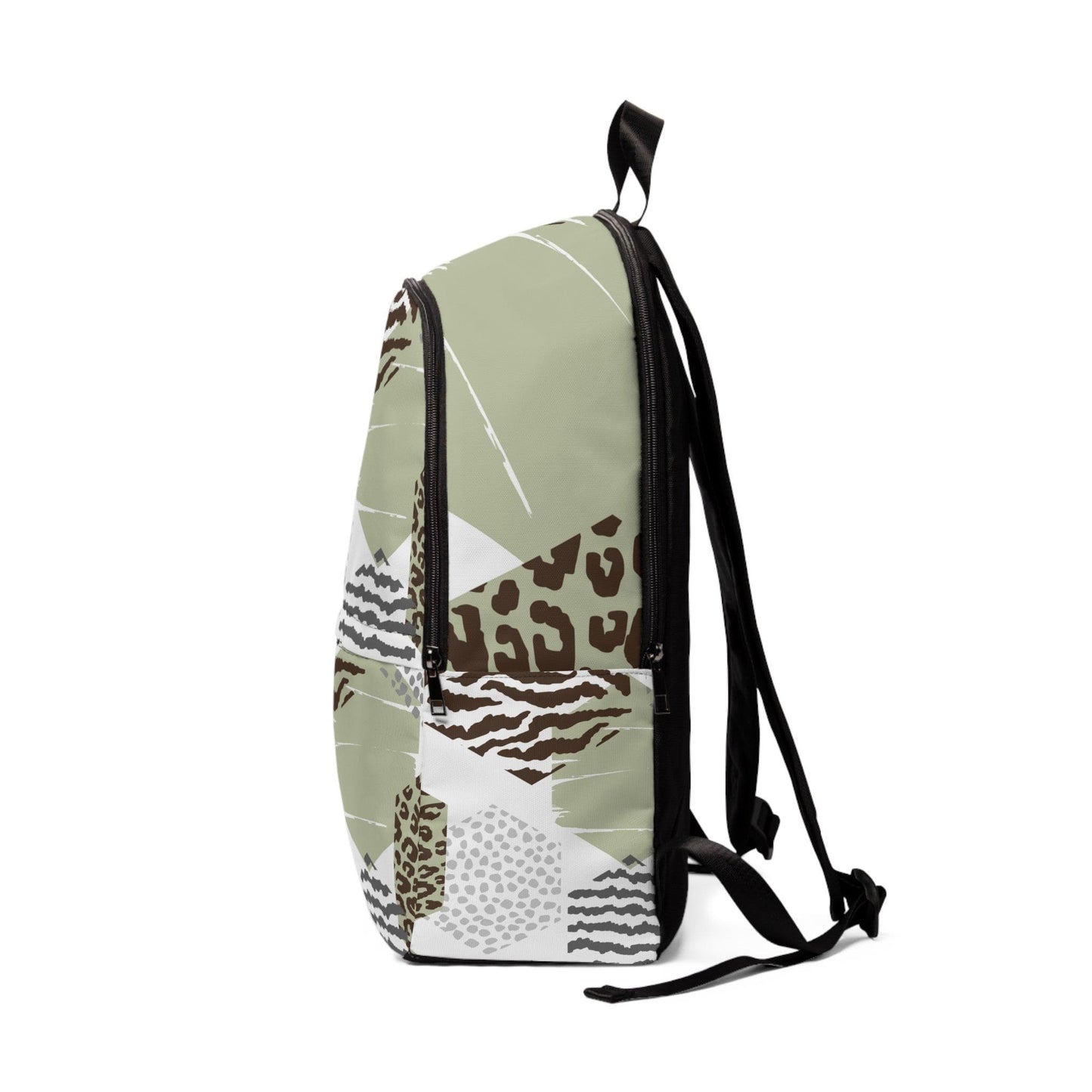 Fashion Backpack Waterproof Brown Green Grey Geometric Hexagon Print-2