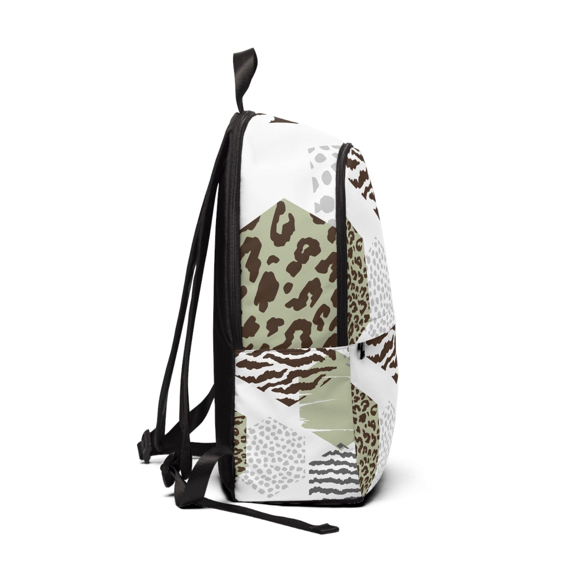 Fashion Backpack Waterproof Brown Green Grey Geometric Hexagon Print-1
