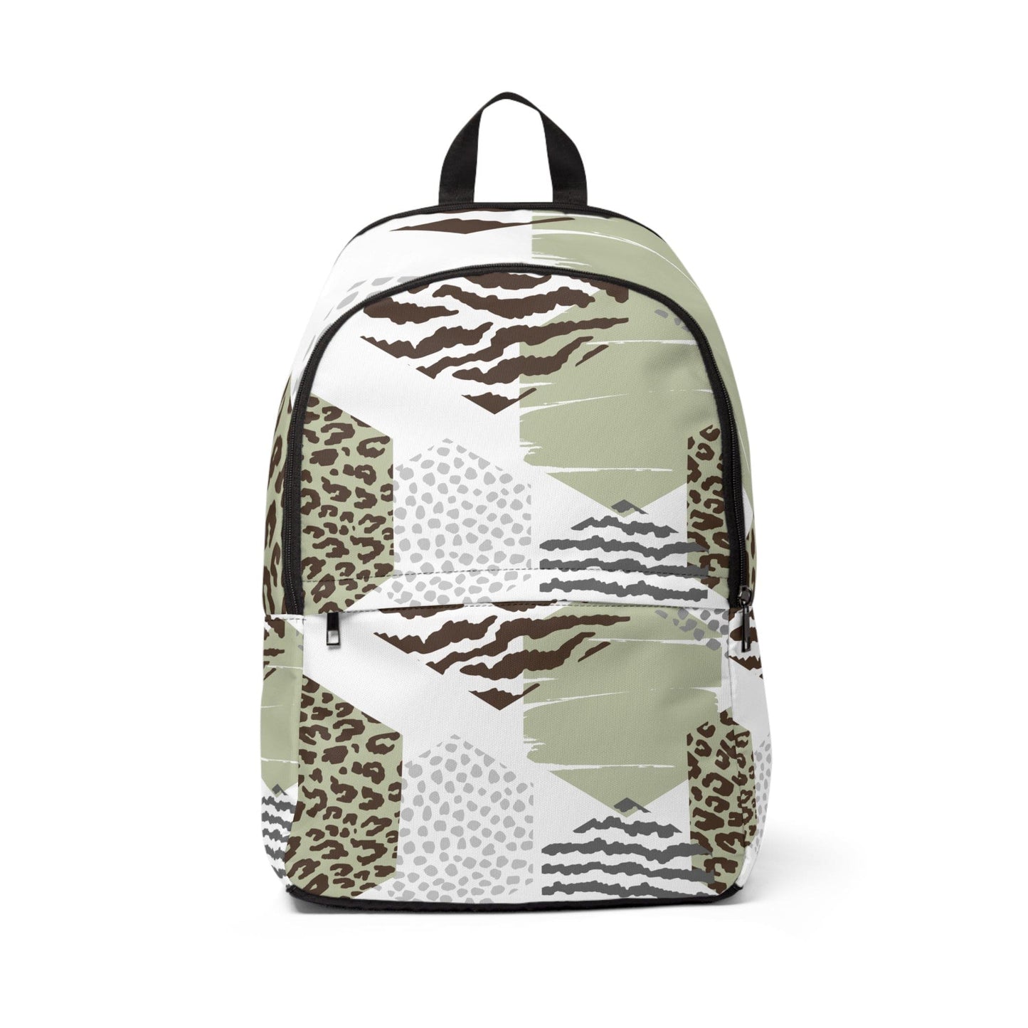 Fashion Backpack Waterproof Brown Green Grey Geometric Hexagon Print-0