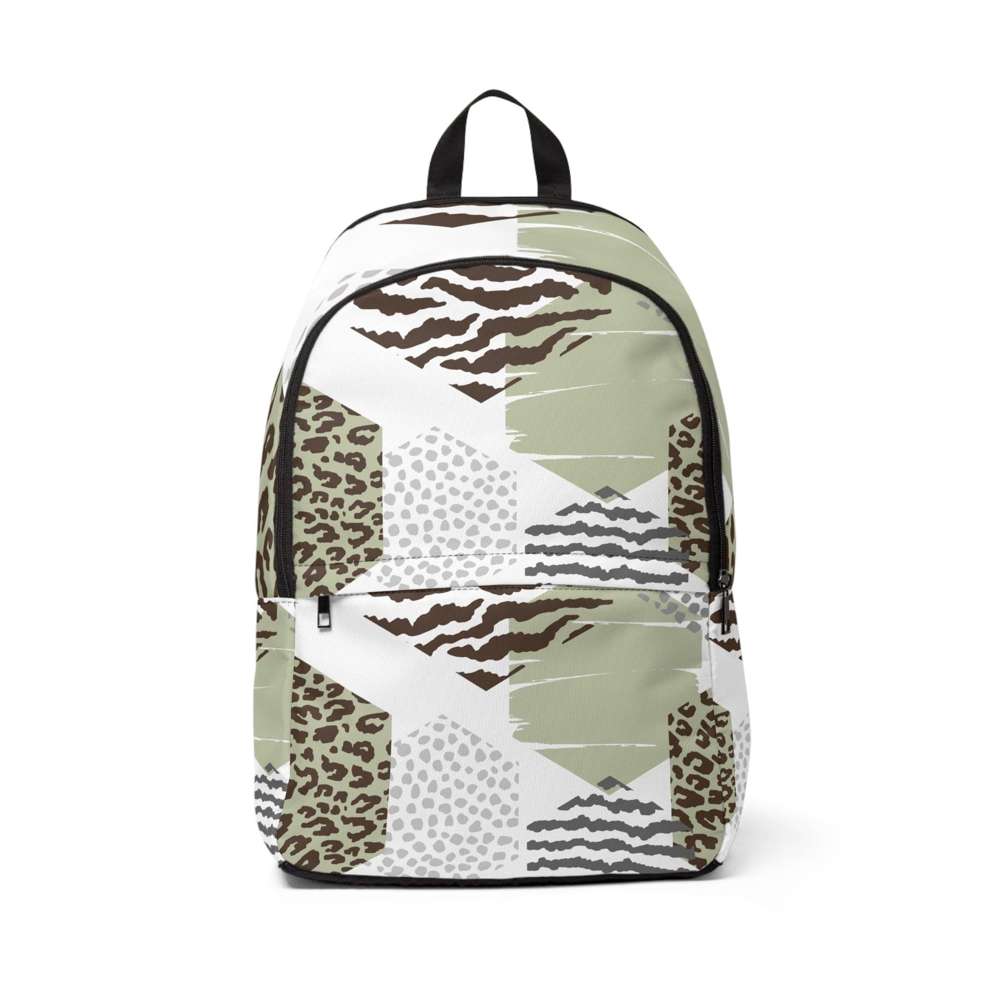 Fashion Backpack Waterproof Brown Green Grey Geometric Hexagon Print-0