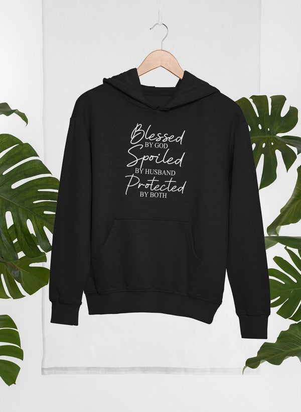 Blessed By God Spoiled By Husband Protected By Both Hoodie-3